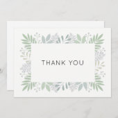 グリーンの葉の感謝カード - 平型 5x7 招待状 (正面/裏面)