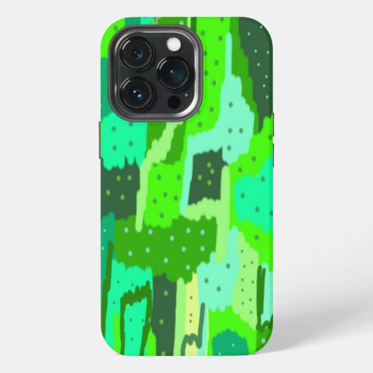 グリーンの葉の抽象画 iPhoneケース (裏面)