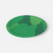 グリーンの葉の模様のパーティー ペーパープレート (アングル)