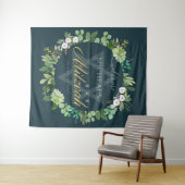 グリーンの葉の水彩画の星のバーミッツヴァー歓迎 タペストリー (インサイチュ(横))