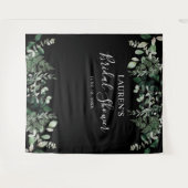 グリーンの葉の装飾を施したウェディングシャワーの写真撮影用背景 タペストリー (正面(横))