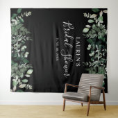 グリーンの葉の装飾付き ブライダルシャワーの写真撮影用背景 タペストリー (インサイチュ(横))