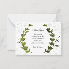 グリーンの葉ドットパターン感謝カード ノートカード