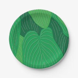 グリーンの葉模様パーティー ペーパープレート