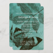 グリーンの蝶の葉のブライズシャワー 招待状 (正面/裏面)