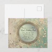 グリーンの輝くスターダスト　パーソナライズド　バースデー ポストカード (正面/裏面)