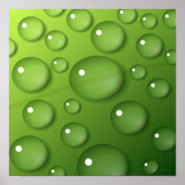 グリーンの雨粒パターン ポスター
