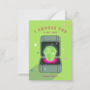 グリーンの「I Choose You Ring Pop Kids Valentine Card」 ノートカード