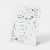 グリーンのUnplugged Ceremony ウェディング 台座サイン (正面)