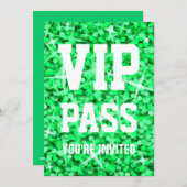 グリーンの'VIP PASS'招待状 招待状 (正面/裏面)