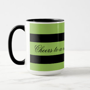グリーンはっきりしたストライプコーヒーマグ マグカップ