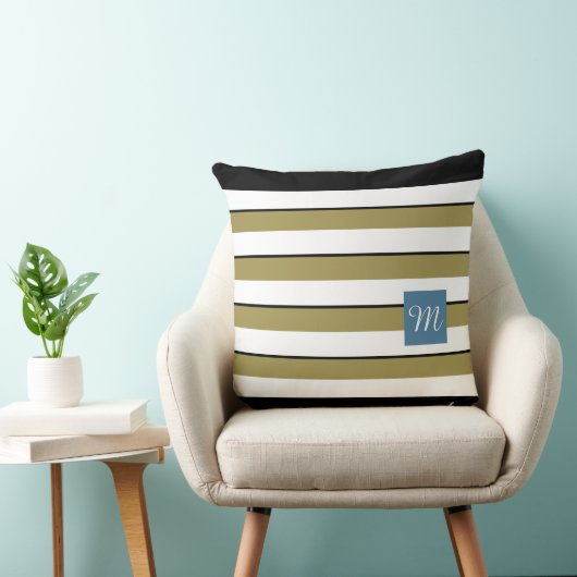 グリーンはっきりしたストライプ装飾用クッション クッション (椅子)