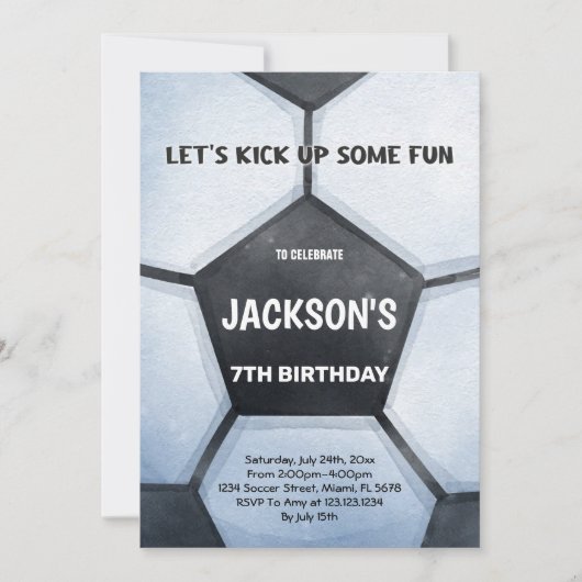 グリーンはっきりしたフィールドスポーツパーティーテーマ子供へ 招待状 (正面)