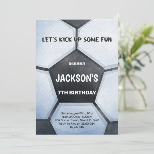 グリーンはっきりしたフィールドスポーツパーティーテーマ子供へ 招待状 (スタンド正面)