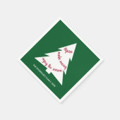 グリーンはっきりしたホワイトクリスマスツリー名ホリデーパーティー スタンダードカクテルナプキン (角)