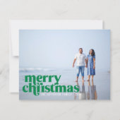 グリーンはっきりしたメリークリスマスホリデー写真 シーズンカード (正面)