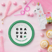 グリーンはっきりした卒業証書とキャップ卒業 ペーパープレート (パーティー)