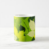 グリーンはっきりした離れボタニカルデザイン コーヒーマグカップ (中央)
