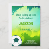 グリーンはっきりした&ブラックスポーツテーマ 招待状 (正面)