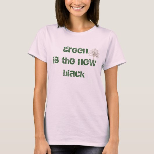 グリーンは新しいブラック Tシャツ (正面)