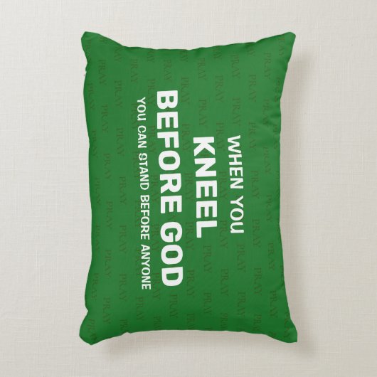 グリーンひざまずいて神の前に祈りの言葉アクセント枕 アクセントクッション (正面(垂直))