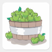 グリーンりんご四角ステッカー スクエアシール (正面)