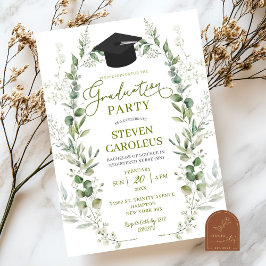 グリーンを使ったジェンダーニュートラルな卒業お祝い 招待状