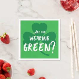 グリーンを着て?シャムロックセントパトリックの日パーティー スタンダードカクテルナプキン