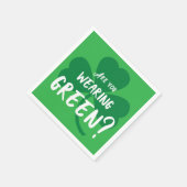 グリーンを着て?シャムロックセントパトリックの日パーティー スタンダードカクテルナプキン (角)