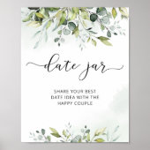 グリーンを飾ったデートの夜のアイデア。デートジャーの結婚式ゲーム ポスター (正面)