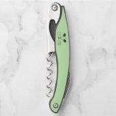 グリーンアイによる猫顔のブラックエッチング ソムリエナイフ (正面)