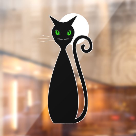 グリーンアイの黒猫 ハロウィン 月 ウィンドウサイン (シート2)