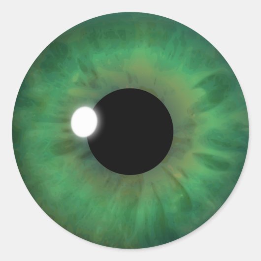 グリーンアイアイアイリスクールアイボールカスタムラウンドステッカー ラウンドシール (正面)