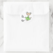 グリーンアイススケーターの女の子 ラウンドシール (バッグ)