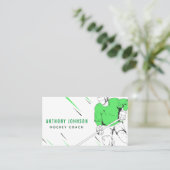 グリーンアイスホッケー選手コーチシルエットスポーツ 名刺 (スタンド正面)