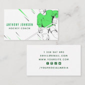 グリーンアイスホッケー選手コーチシルエットスポーツ 名刺 (正面/裏面)