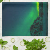 グリーンアイスランド北方灯 キッチンタオル (折り畳み)