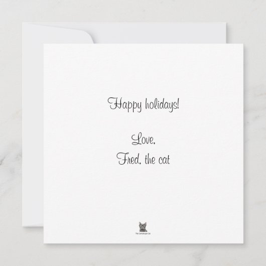 グリーンアイズフラットスクエアクリスマスカード付き猫 招待状 (裏面)