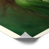 グリーンアイズレッドヘアケルト結び目模様ポートレート ポスター (角)