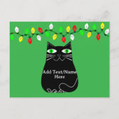 グリーンアイズ付き黒脂肪猫カスタム文字グリーン ポストカード (正面)