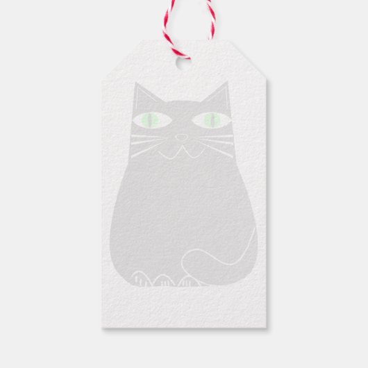 グリーンアイズ付き黒脂肪猫カスタム文字 ギフトタグ (裏面)