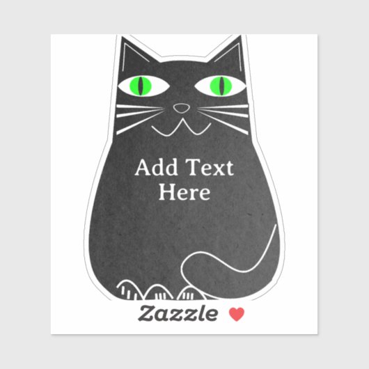 グリーンアイズ付き黒脂肪猫カスタム文字 シール (シート)