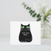 グリーンアイズ付き黒脂肪猫カスタム文字 ポストカード (スタンド正面)