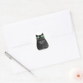 グリーンアイズ付き黒脂肪猫カスタム文字 ラウンドシール (封筒)