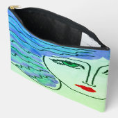 グリーンアイズ抽象芸術デジタルアート アクセサリーポーチ (見開き)