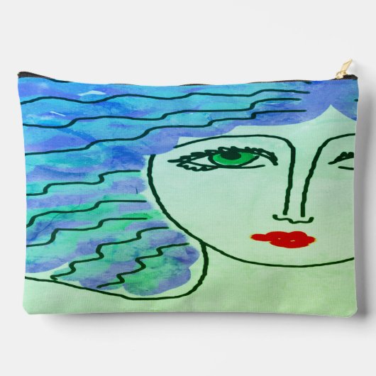 グリーンアイズ抽象芸術デジタルアート アクセサリーポーチ (裏面)