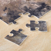 グリーンアイドかわいらしウーマン抽象芸術絵画オリジナル ジグソーパズル (側面)