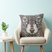 グリーンアイドウルフ華美イラストレーション クッション (椅子)