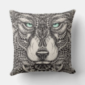 グリーンアイドウルフ華美イラストレーション クッション (裏面)