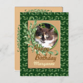 グリーンアイドカリコキッテンハッピーバースデーはがき ポストカード (正面/裏面)